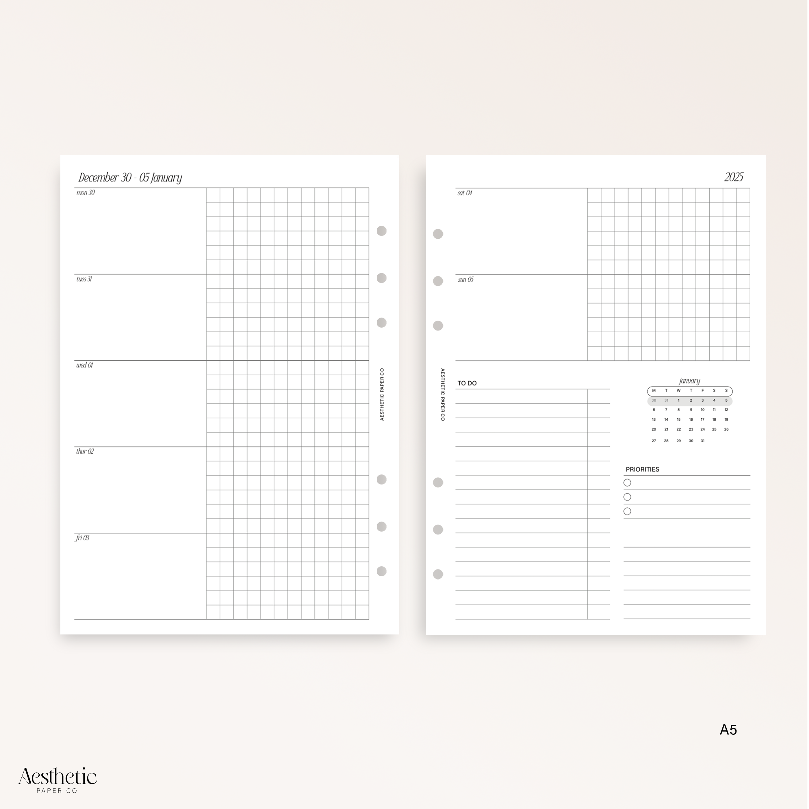 2025 WEEK ON TWO PAGE | WO2P GRAPH