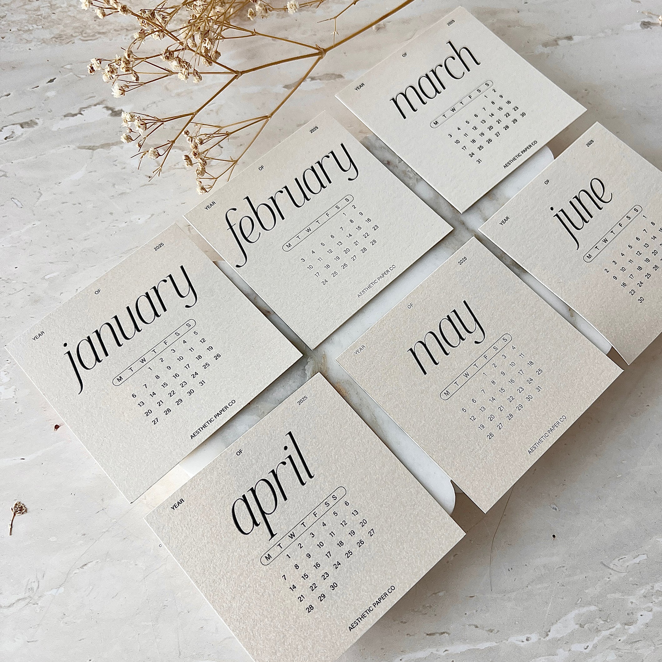 2025 Monthly Planner Cards (Set of 12)