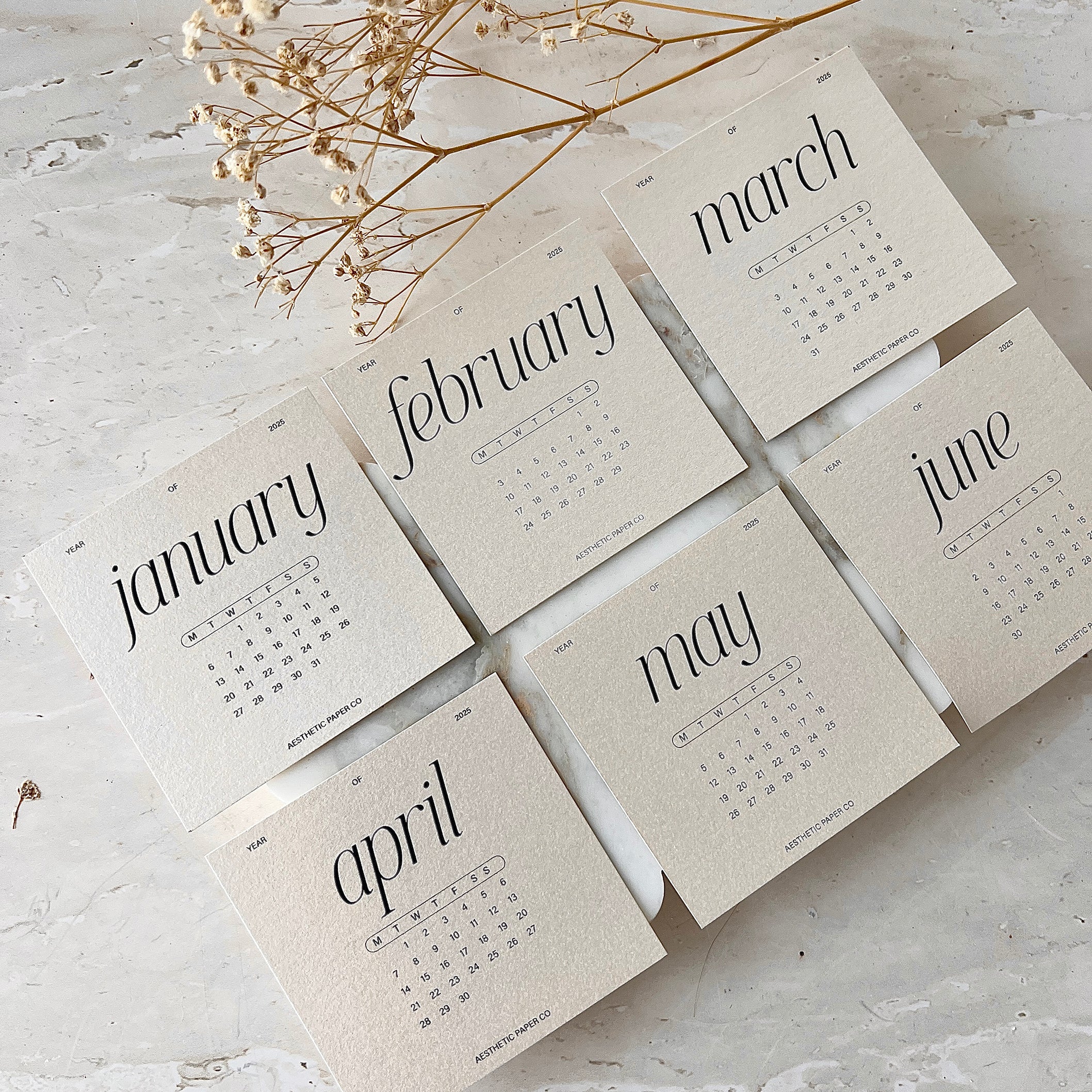 2025 Monthly Planner Cards (Set of 12)