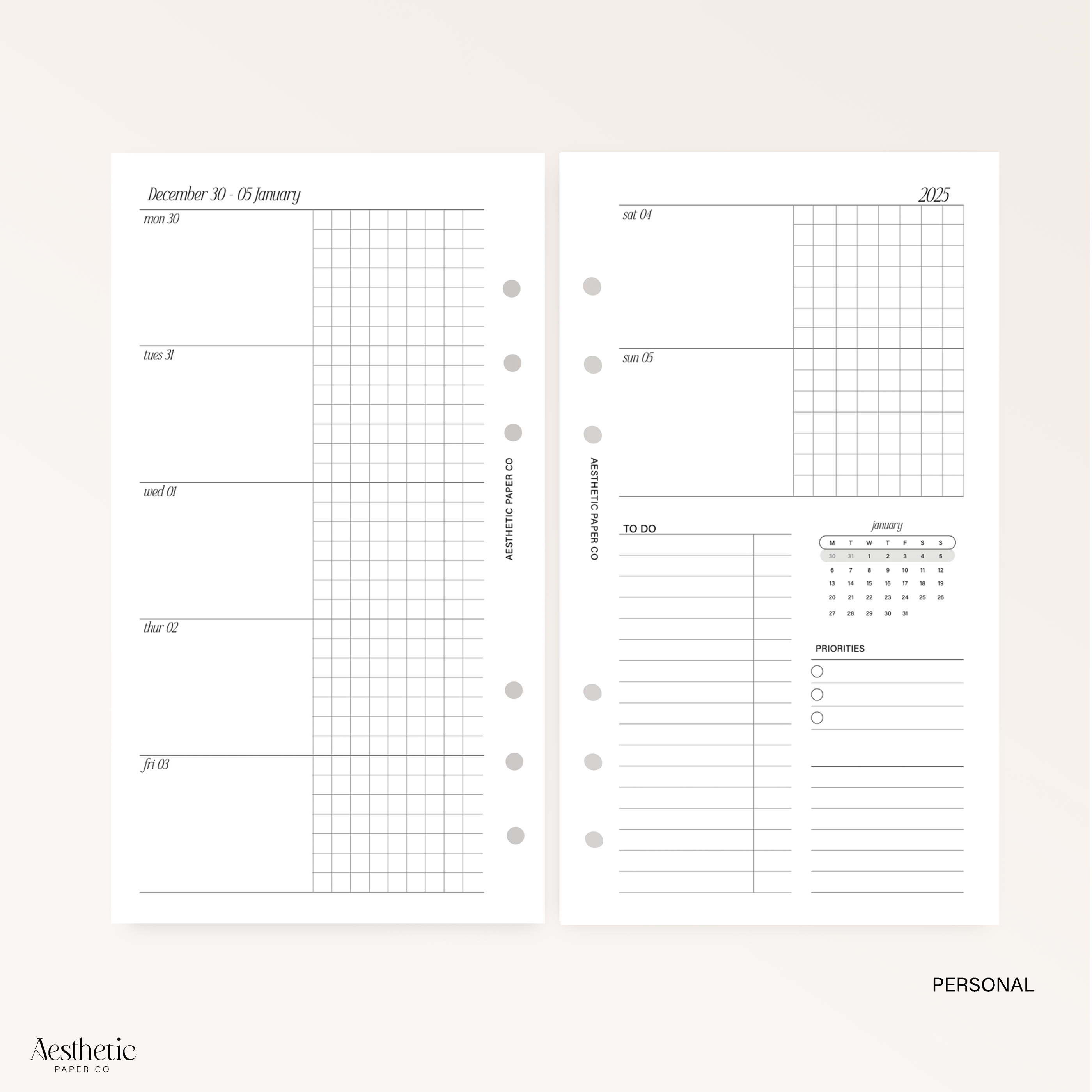 2025 WEEK ON TWO PAGE | WO2P GRAPH