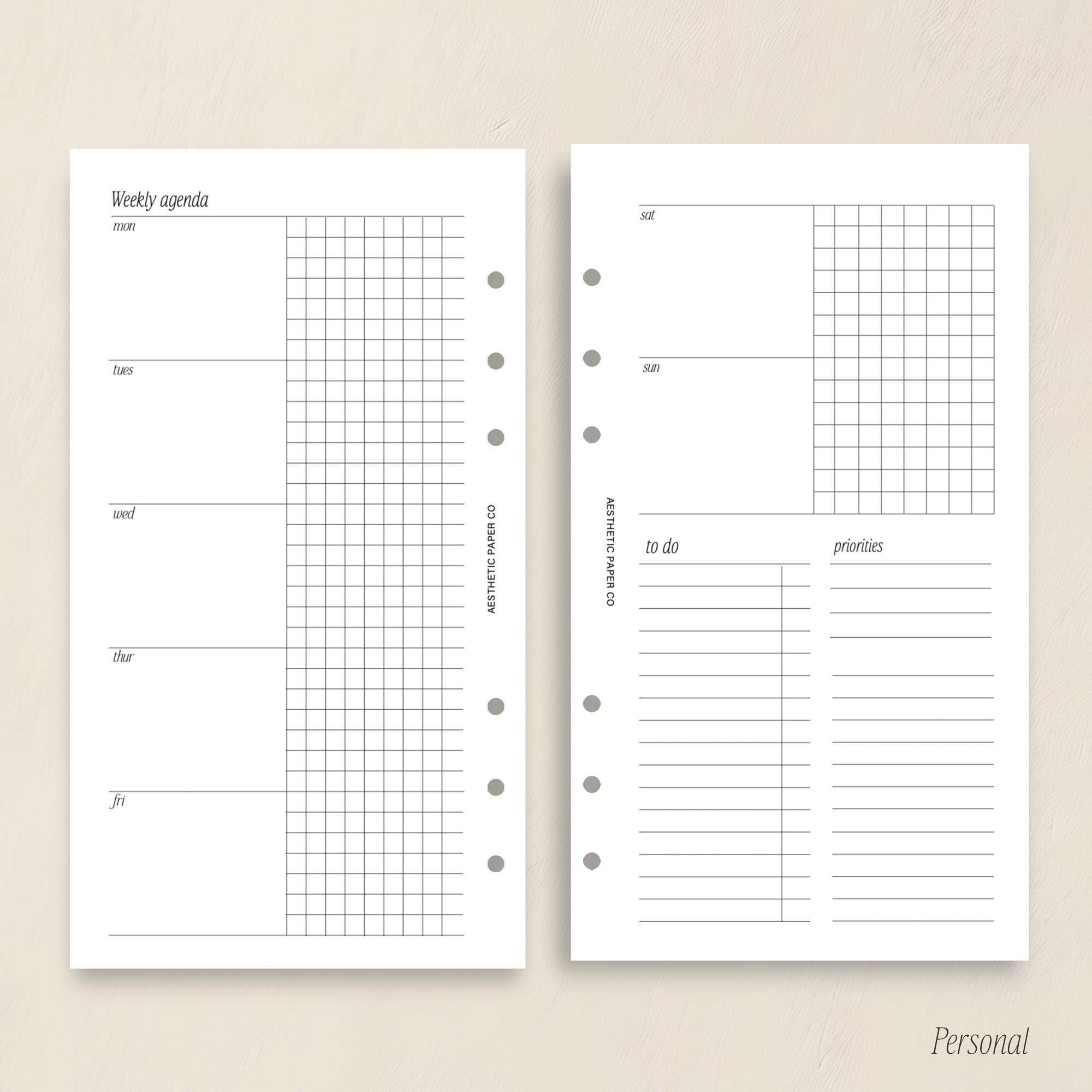 Weekly Agenda WO2P GRAPH (Week On Two Page) Insert